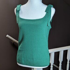 Ann Taylor Teal Textured Tie-Strap Tank